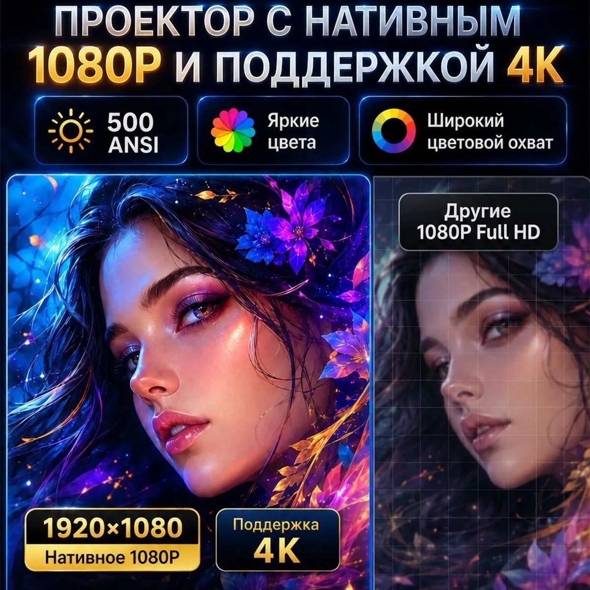 Проектор для дома Full 4K, Android 13,