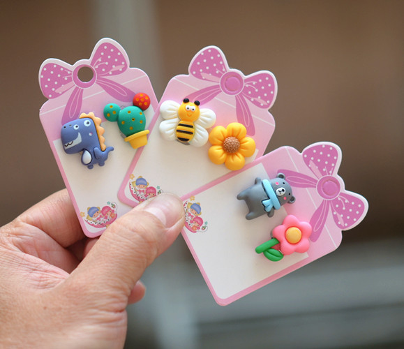 Cute Animal Rainbow Heart Shape Plastic Stoving Varnish Kid's Ear Clips 1 Pair display picture 17