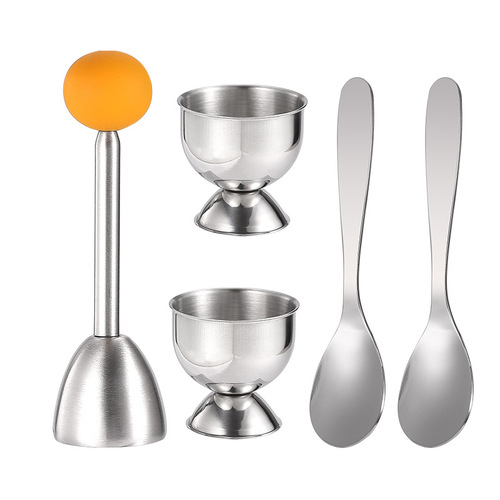 Factory direct sales breakfast tool 304 stainless steel egg cutter egg shell opener with egg tray set creative egg opening