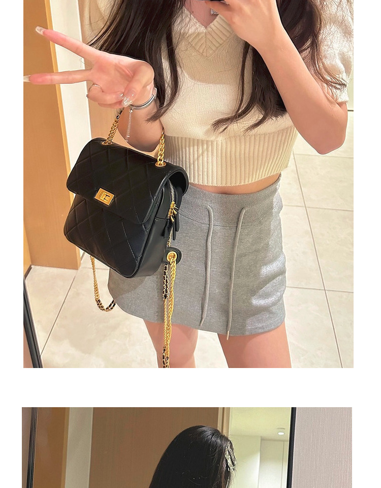 2024 New High-end Leather Small Aroma Caviar Diamond Chain Backpack, Elegant Commuter Style_voghion.com