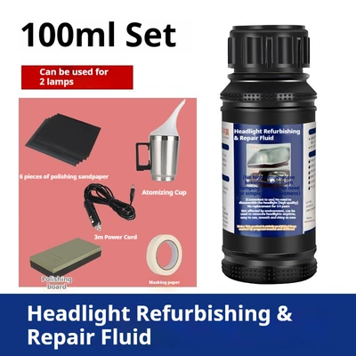 Cross-Border Special Supply Car Headlight Cleaning and Restoration Repair Fluid Tool Kit for Polishing and Coating Yellowed Light Shells (Auto glass repair liquid) - set-can-repair-2-headlights-car-version-100ml-liquid