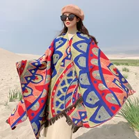 Модный женский шарф в стиле инфлюенсера, летняя накидка-шаль, тибетский и этнический стиль на весну, осень и зиму, толстая большая накидка.