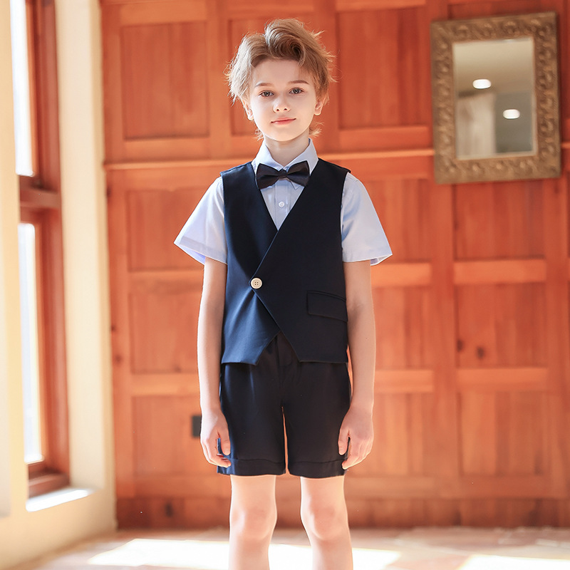 Vestido para niños, niña de las flores, traje de chaleco de un botón, traje de piano, traje de niño, actuación de anfitrión pequeño