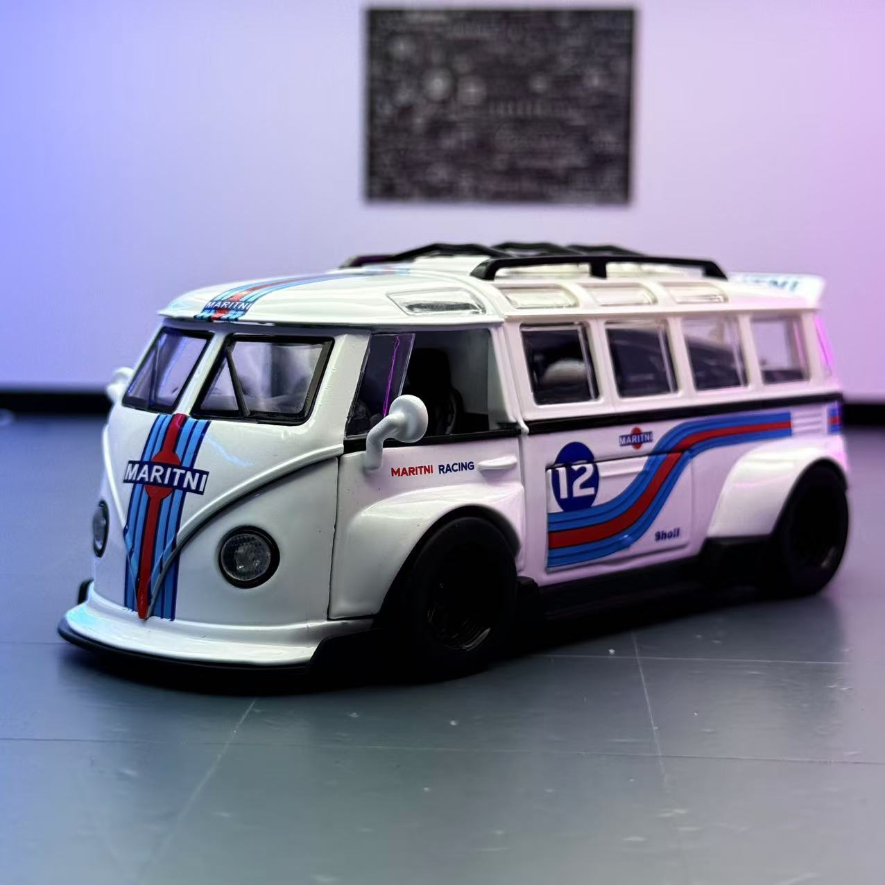 Zhongyuanxing Car Model 1:32 Volkswagen T1 versión de la gula del autobús de la aleación de retorno del automóvil de juguete modelo de efecto de sonido