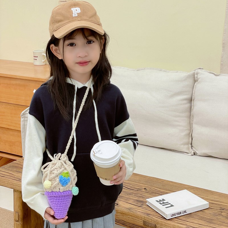 Caricatura encantadora bolsa de hombro de gancho para niños y niñas, helado dulce para padres e hijos, bolsa de mochila, otoño y invierno, nueva bolsa de fresa