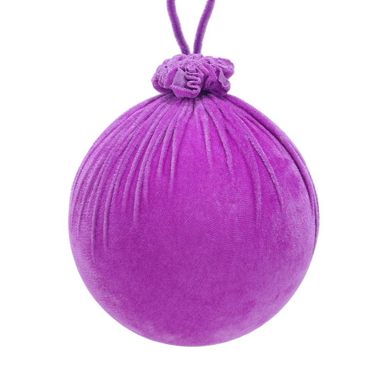 Nuevo producto de tela de flocado púrpura bola de Navidad árbol de Navidad decoración colgante bola colgante decoración