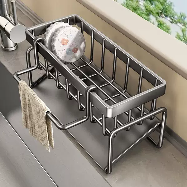 Cross-Border Popular Kitchen Sponge Rack Storage Rack Rag Drain Rack Punch-Free Multi-Functional Countertop Sink Rack