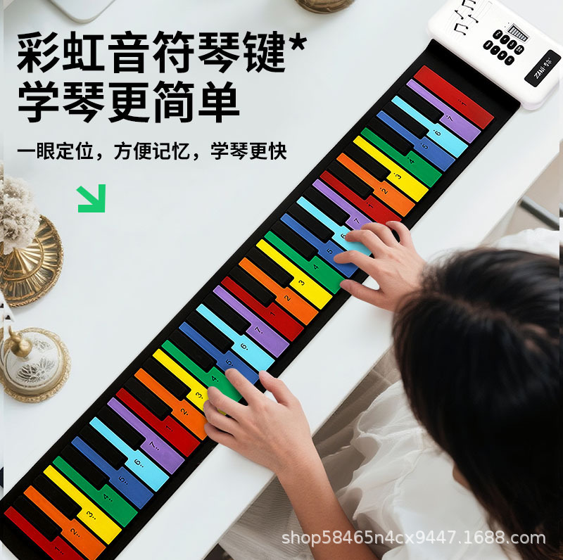Hand-Rolled Piano 49-Key Portable Mini Electronic Keyboard for Beginners, Easy to Learn and Practice, Electric Piano, Creative Holiday Gift for Kidsren
