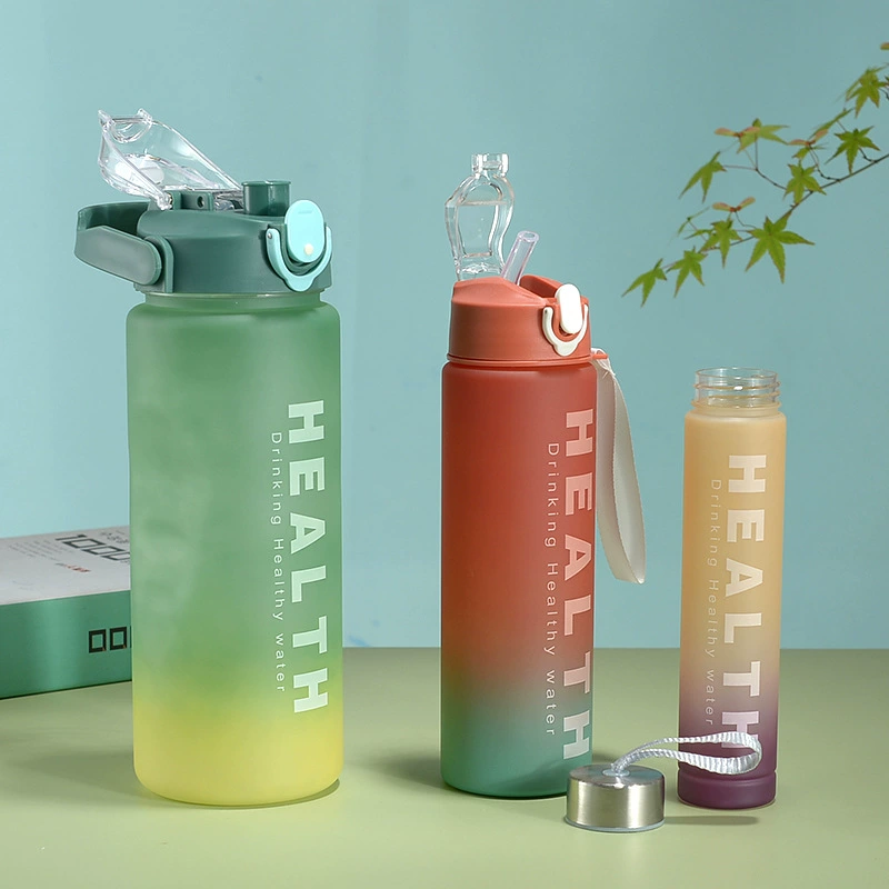 Glass, travel matte rainbow water bottle for water, handheld set, gradient