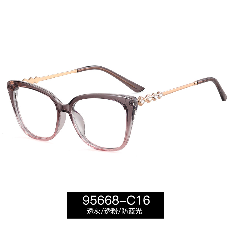 95668 nuevo metal primavera pie cuadrado marco anti azul luz gafas mujeres TR90 completo marco miopía Marco en stock al por mayor