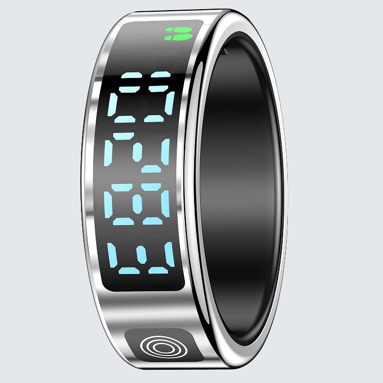 Bague connectée SR08 avec écran tactile multifonctionnel, moniteur de fréquence cardiaque, d'oxygénation sanguine et de sommeil_voghion.com