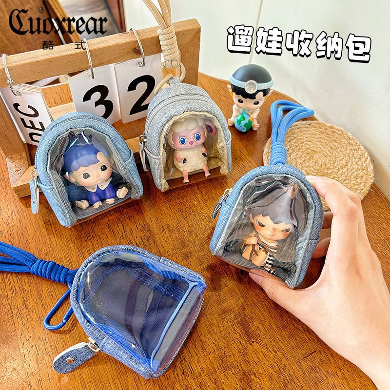 Splatter-print transparent bag for outings with kids, mini earphone bag, small wallet, badge holder, storage display case, itabag charm.