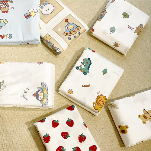 60-count long-staple cotton cartoon printed cotton sheets, pillowcases, fitted sheets and quilt covers, single-piece children's kindergarten bedding