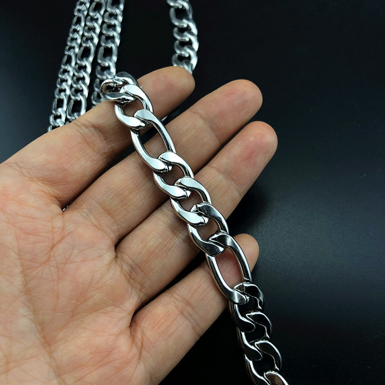 Titanium Steel Chain Necklace For Men Three In One Link Design_voghion.com