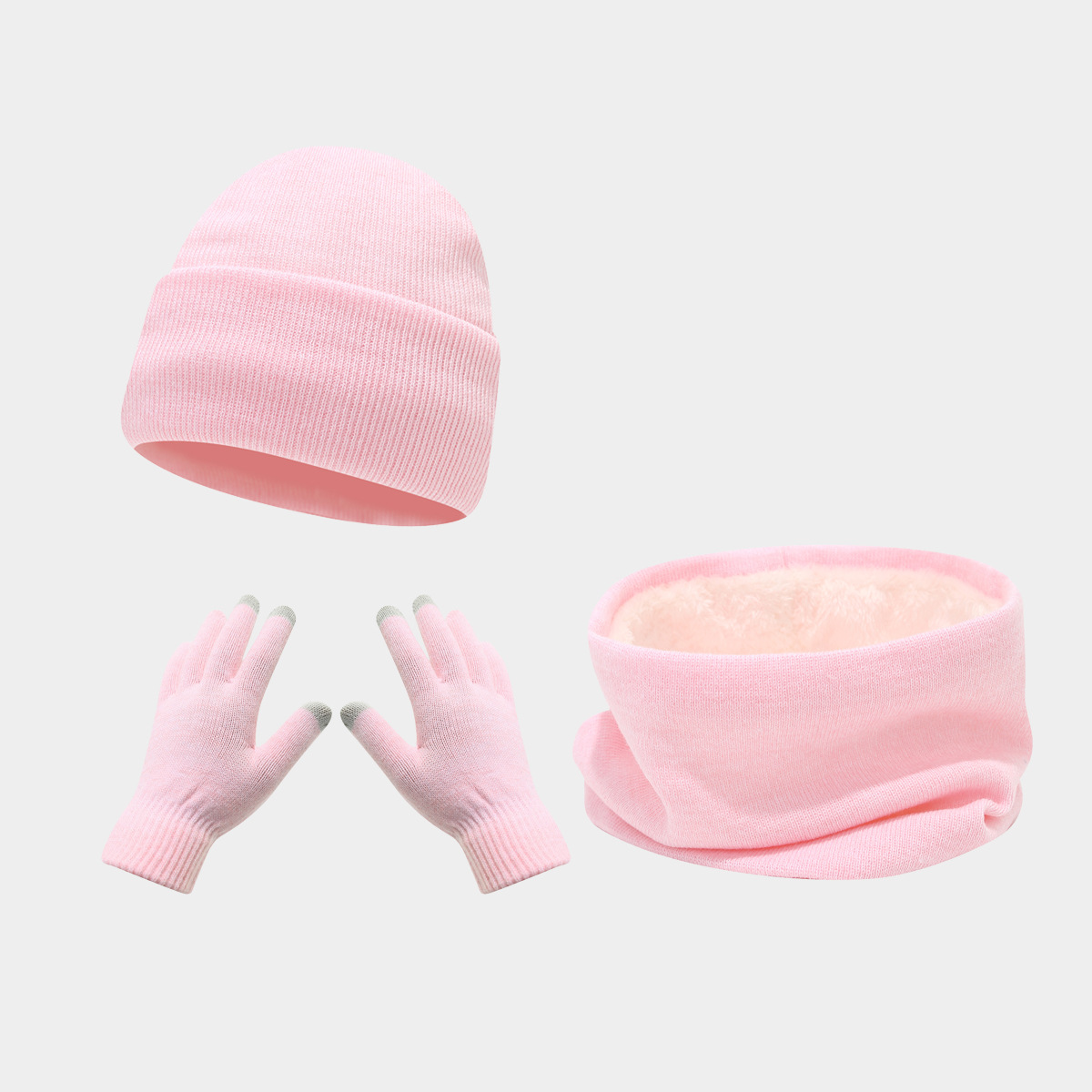 Bufandas, sombreros, guantes de tres piezas, invierno, esquí al aire libre, frío, sombreros de punto sólidos, calor, moda