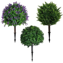 现货 亚马逊爆款仿真绿植地插小柏树仿真柏树盆景黄杨木薰衣草假