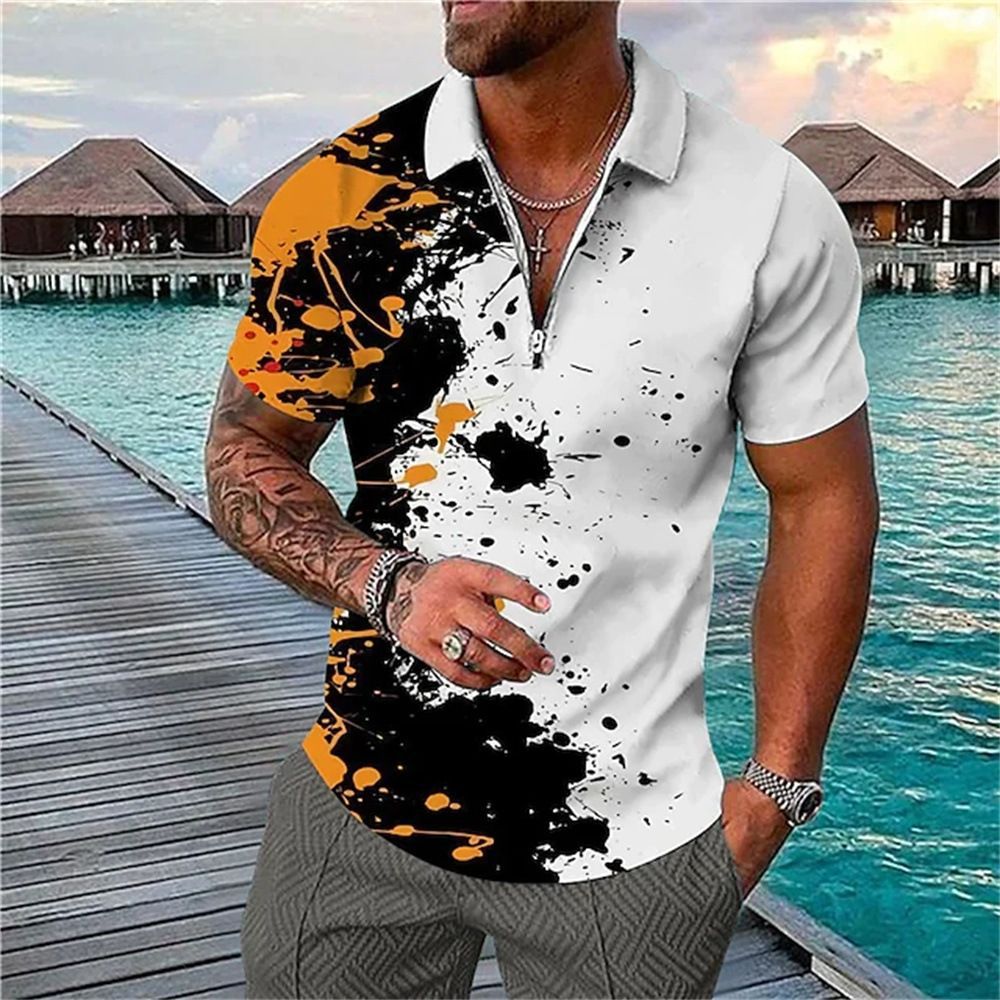 Camiseta Polo Casual de Manga Corta con Cuello Polo, Estilo Europeo y Americano, a Rayas Caqui, en Existencia, Popular en Europa y América