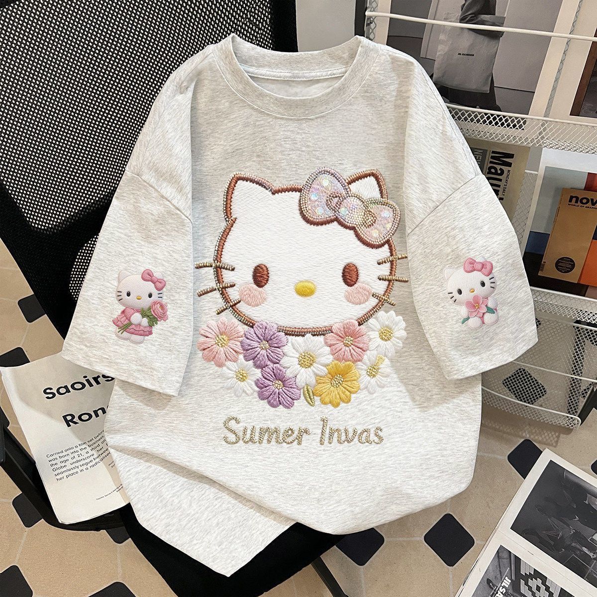 Children's Summer Short-Sleeve T-Shirt 2026 New Style Girls' Casual T-Shirt Girls' Summer Fashion Pure Cotton Loose Top
