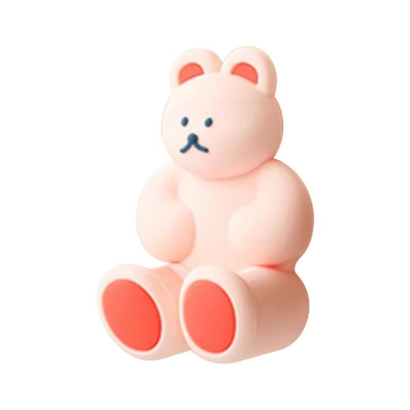 Fabricante lindo tridimensional Oso de silicona ponche-libre montado en la pared titular del cepillo de dientes lindo cuarto de baño ventosa de dibujos animados cepillo de dientes titular