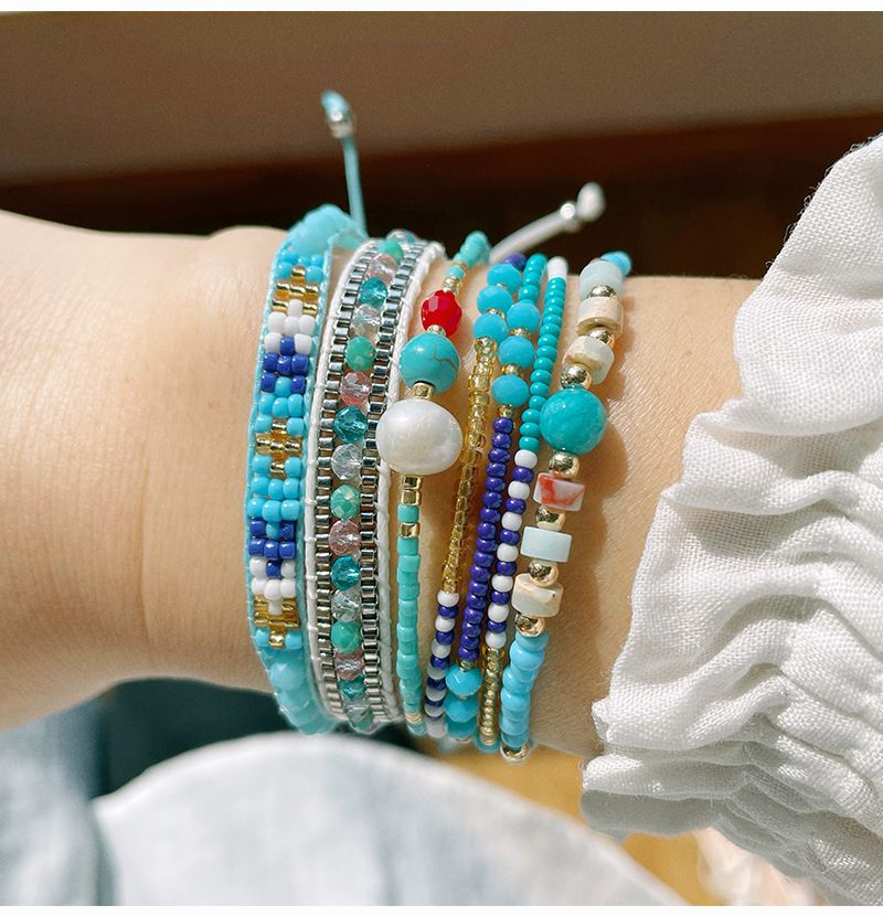 Ethnic Style Color Block Glass rope Inlay Artificial Pearls Womenu0027S Bracelets
