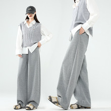 灰色运动裤女2025新款秋冬款云柔梧桐镰弯刀香蕉直筒阔腿休闲裤子