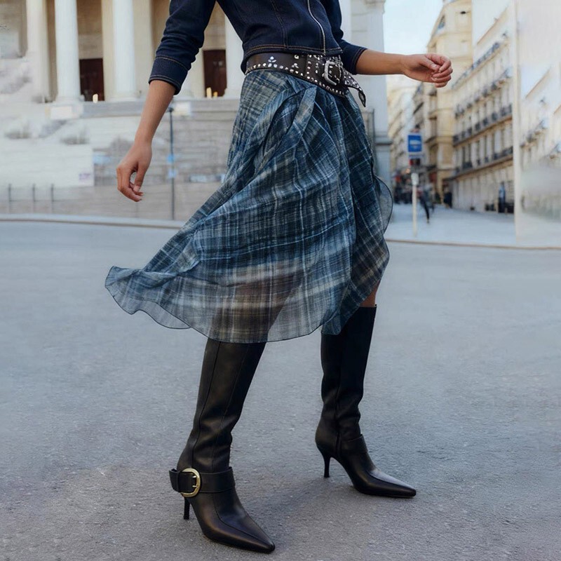 2026 European and American fashion long boots, knee-high leather boots, pointed toe, high heel, stiletto heel, women's boots, new autumn slim-fit fashion, over-the-knee