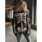 欧美万圣节爆款3D数码印花女装圆领宽松毛衣手感人体卫衣休闲时尚