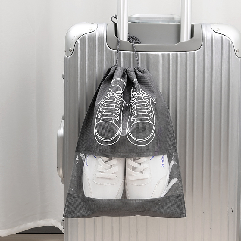 Bolsa de almacenamiento de zapatos de tela no tejida a prueba de polvo a prueba de humedad, diseño visual transparente para viajes de negocios, bolsas de zapatos comunes para dormitorios familiares image 5