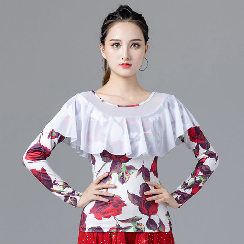 Latin dance tops for practice square dance clothing for women new  autumn and winter modern national standard waltz long sleeves