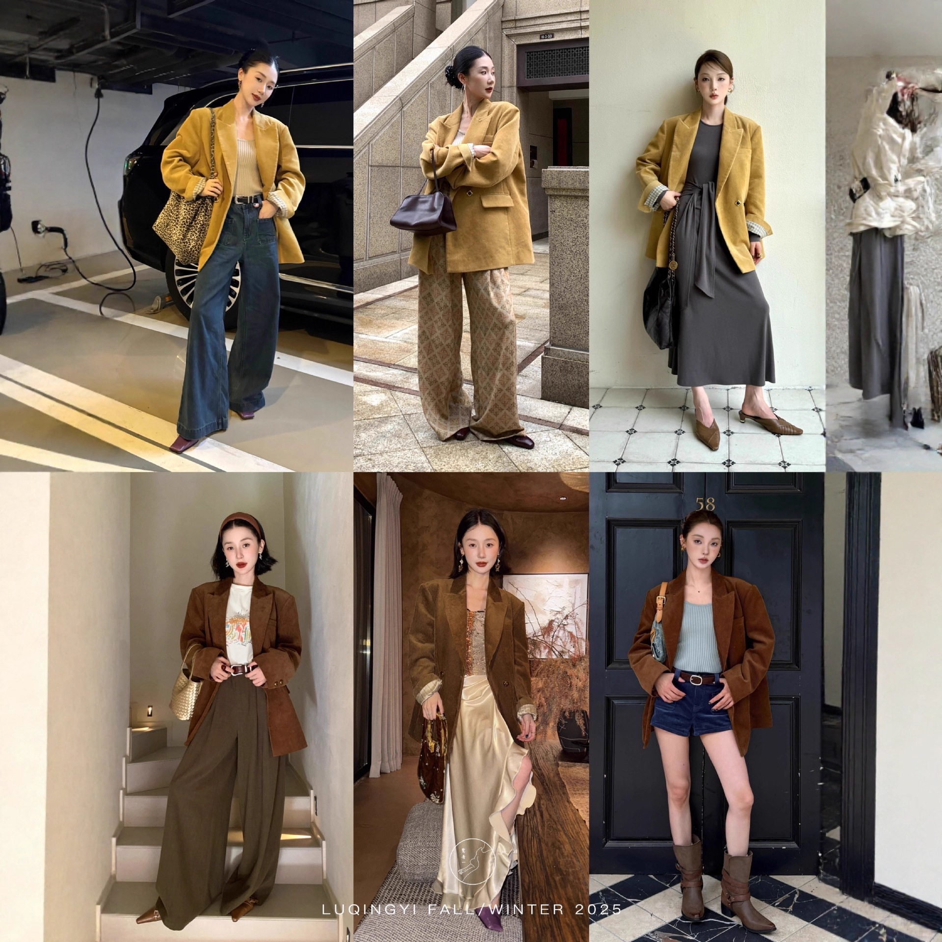 ng2510292 Qing Yi Original Guifengqin Vintage Corduroy Blazer da donna, giacca casual autunnale in cotone con revers a tacca_voghion.com
