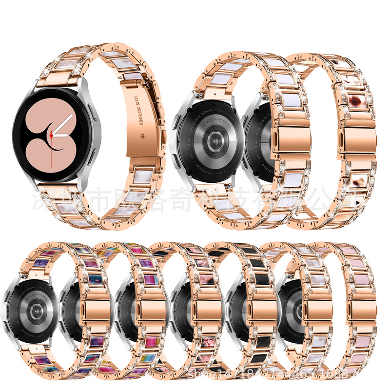 For Samsung watch 6 stainless steel 20MM new diamond resin galaxy 42mm smart watch wristband
