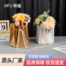 网红鲜花盆栽防水盒花店花束包装盒花艺插花高级感牛皮纸折叠花盒
