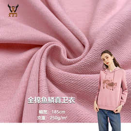 全棉鱼鳞真卫衣250G全棉鱼鳞毛圈卫衣针织面料校服上衣家居服布料