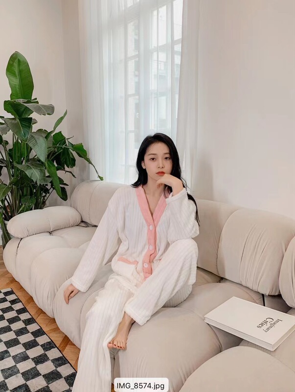 睡衣女士可外穿 2025年秋冬季加绒加厚珊瑚绒保暖家居服两件套装|undefined