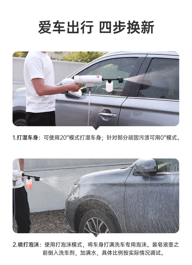 Lekong Wireless Portable Cleaning Machine, Household High-Power Flushing Water Gun, Portable Small Car Wash