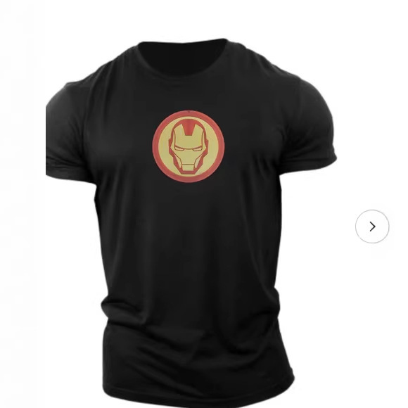 Iron Man Printed Round Neck Loose-Fitting Black and Gray Men's T-Shirt Iron Man Printed Round Neck Loose-Fitting Black and Gray Men's T-Shirt