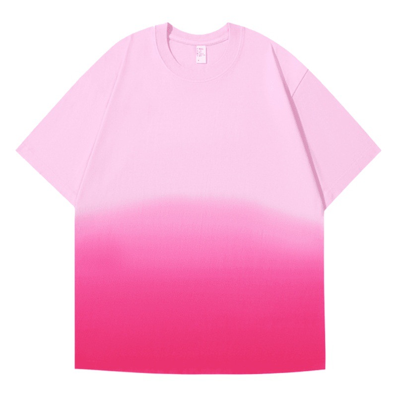 Gradiente de color 250g pesado suelto cuello redondo equipo de trabajo ropa cultural camisa publicidad camisa clase ropa algodón camiseta personalización