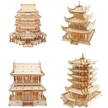 木质3D立体DIY手工制作拼图益智解压古建筑模型四大名楼摆摊创业