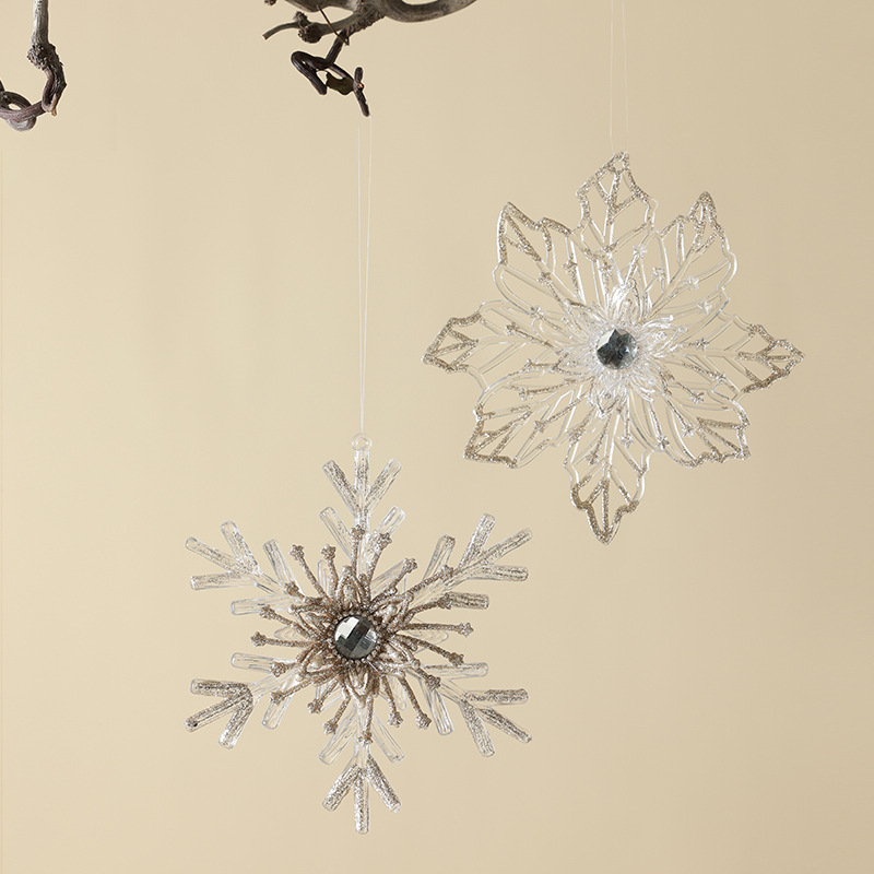 Decoraciones de árbol de Navidad ventana escenario de decoración accesorios colgante acrílico transparente flocos de nieve guirnaldas bolsas de regalo colgante