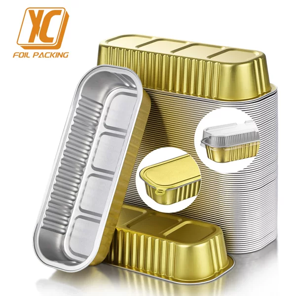 Source Manufacturer 200ml Long Strip-Shaped Colored Disposable Aluminum Foil Box, Thickened and Heat-Resistant, Specifically for Cake Baking