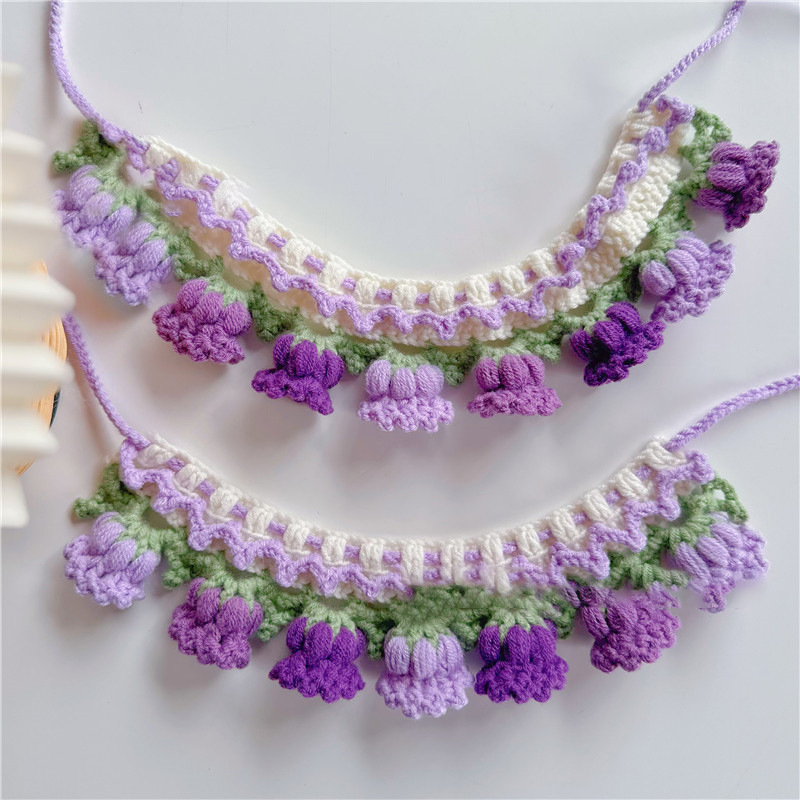 Pet tejer orquídeas toallas de saliva para gatos perros ins viento collar adornos de fotos