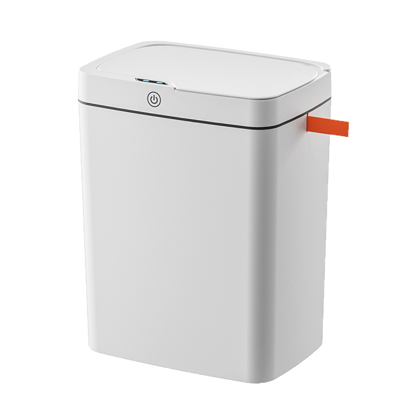 Botilla de basura inteligente sin tacto con tapa abierta automáticamente empaquetada Botilla de basura inteligente con hendidura de basura de baño