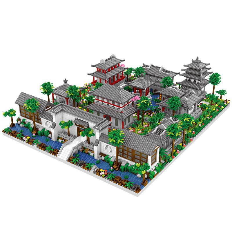 Compatible con LEGO estilo nacional Suzhou jardín edificio modelo Tiananmen Palacio amarillo grúa torre montado bloques de construcción juguetes educativos