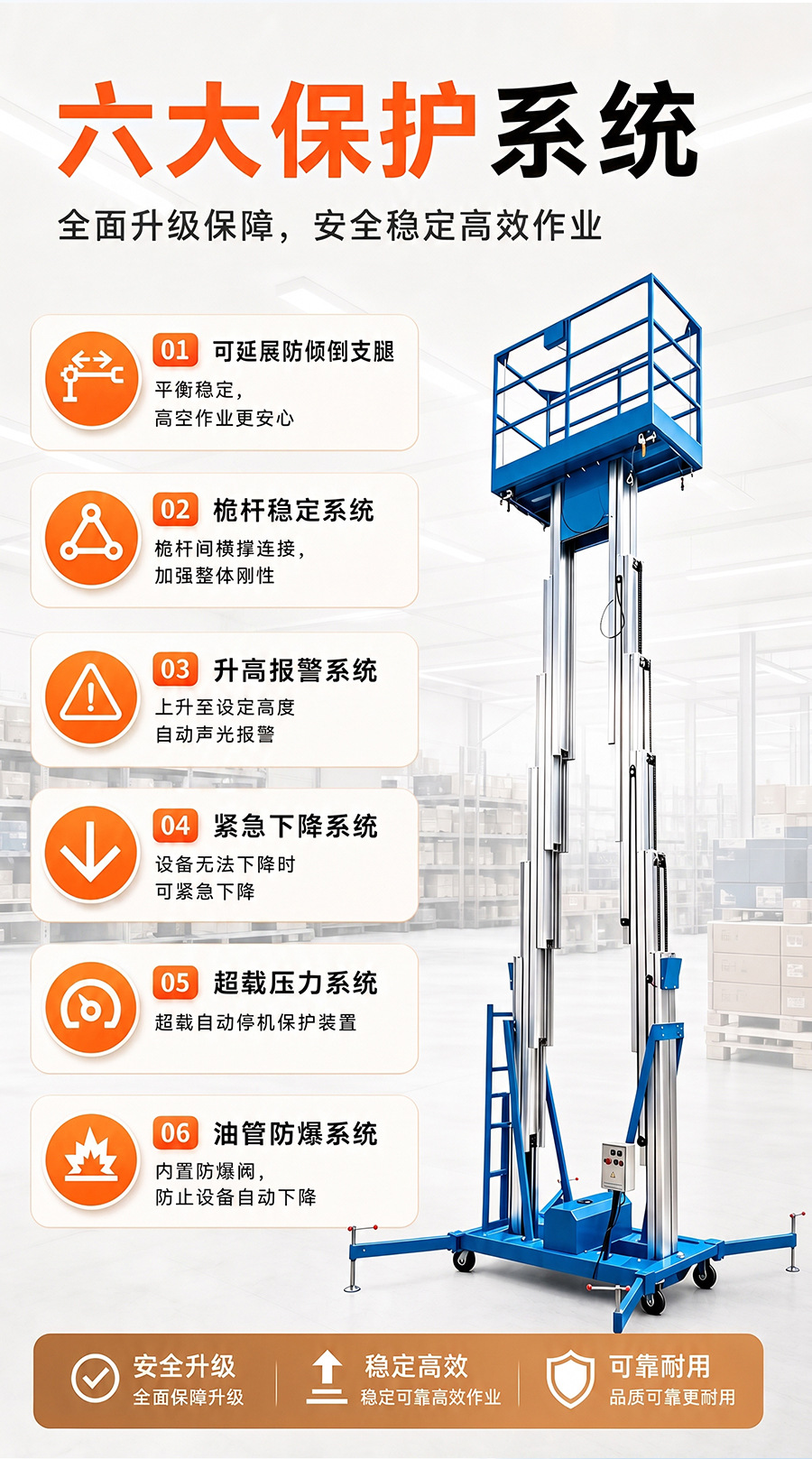 Lift Aluminum Alloy Light and Compact Indoor Climbing Vehicle Mobile Electric Hydraulic Automatic Aerial Platform Work Ladder