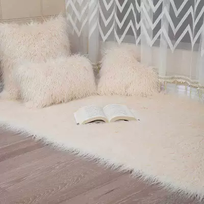 Australian Sheep Imitation Beach Wool Carpet Chair Cushion Plush Round Carpet Bedroom Bedside Blanket Bay Window Mat Window Sill Mat (Car Carpet) - curly-light-beige-5050cm-square