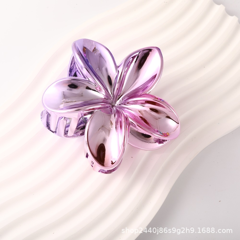 Nuevo color frangipani acrílico pinza para el cabello flor pinza de agarre de alta calidad elegante accesorio para el cabello de mujer pinza de tiburón de agarre lateral