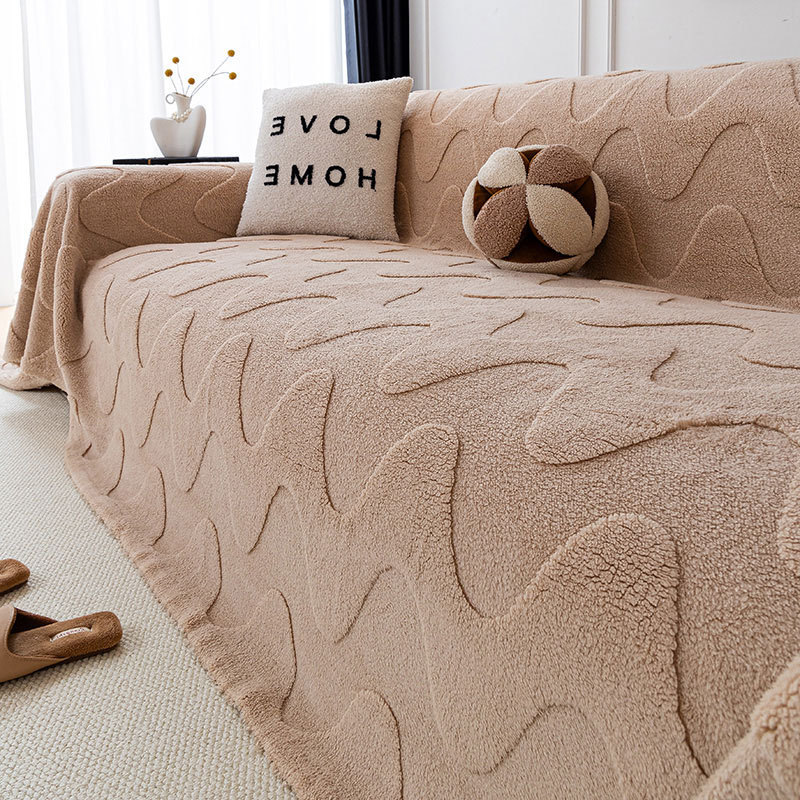 Otoño y invierno toalla de sofá gruesa, almohadilla de sofá de color sólido, toalla de sofá antideslizante y resistente al desgaste, toalla de sofá antideslizante, invierno grueso