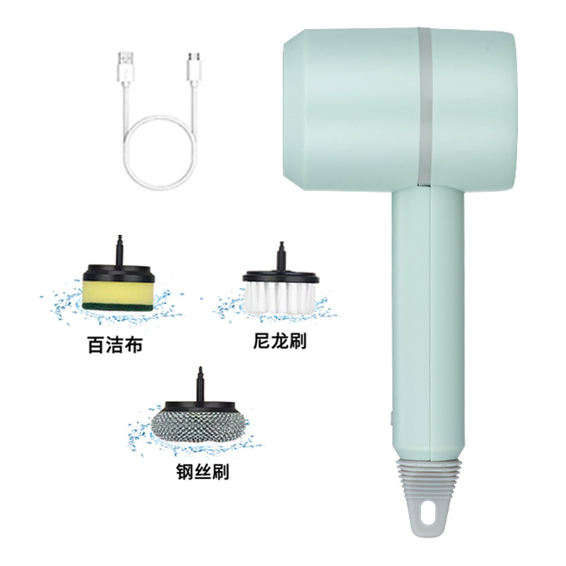 Cepillo de limpieza eléctrico transfronterizo para uso doméstico, cepillo de cocina multifuncional con cabezales de cepillo reemplazables, herramienta para lavar platos y ollas, máquina cepilladora manual.