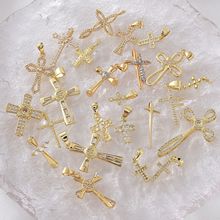 欧美时尚铜锆石电镀真金复古十字架DIY吊坠小众项链手链挂件坠子