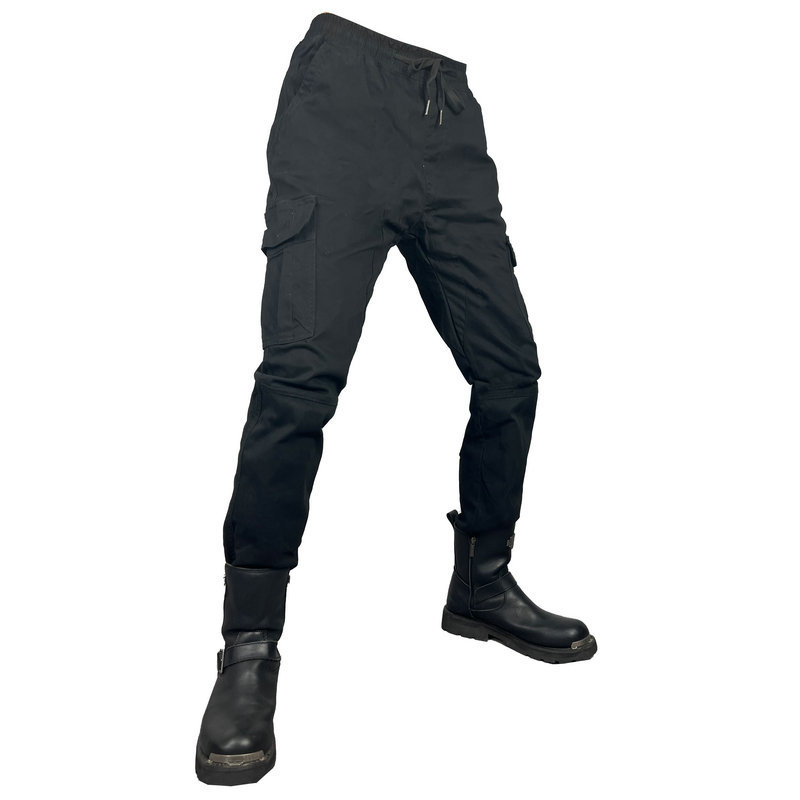 Pantalones de carreras de motocicletas de los hombres de la motocicleta pantalones anti-caída de tobillo atado casual multi-bolsa ropa de trabajo pantalones de montar jeans rodilleras